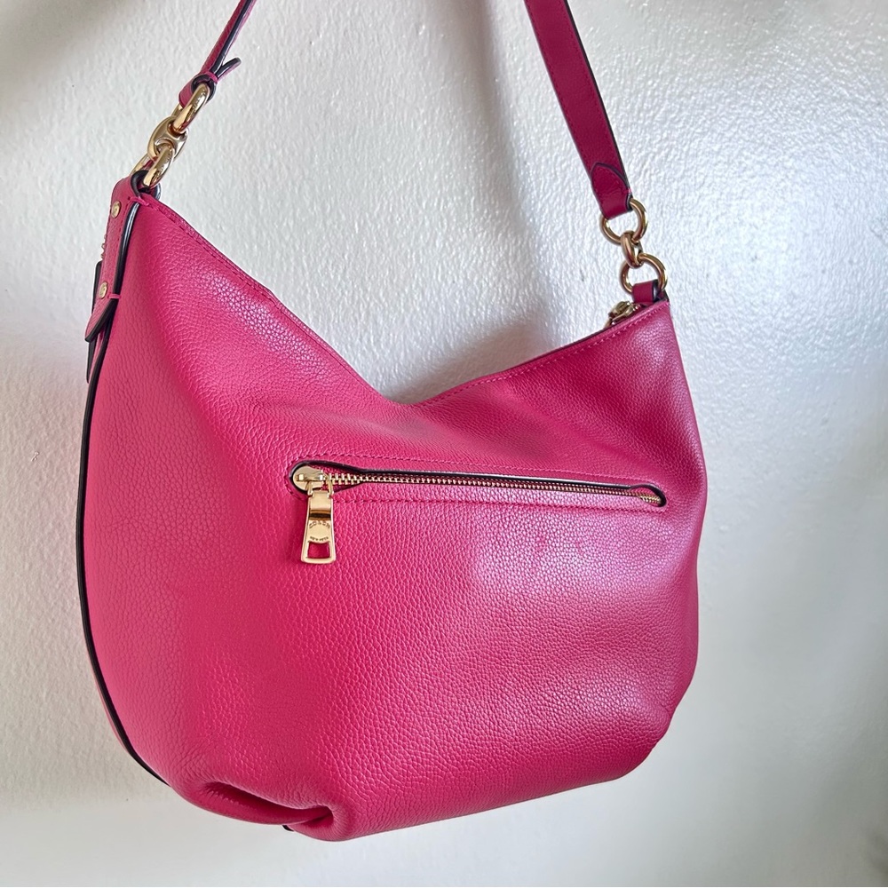 Coach pebbled pink hobo 2way crossbody shoulder leather bag with removal strap - Picture 7 of 17